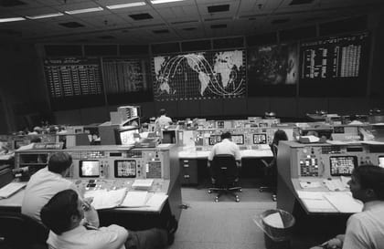 View from the back of the Flight control room of Mission control center