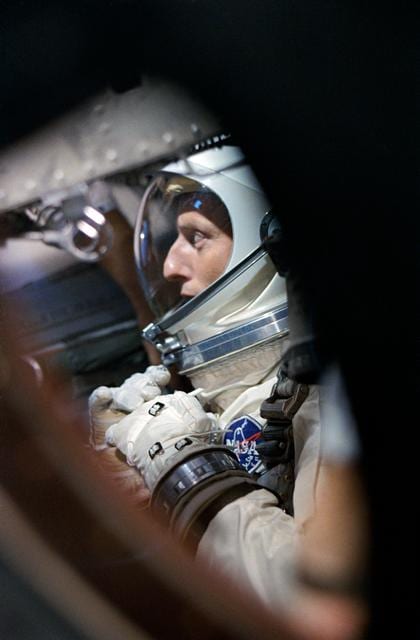 View of Astronaut Charles Conrad Jr. in Gemini 5 spacecraft