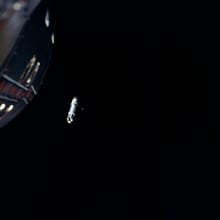 Agena Target Docking vehicle seen from Gemini 8 spacecraft