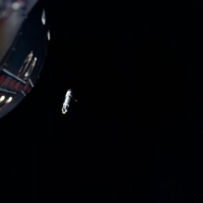 Agena Target Docking vehicle seen from Gemini 8 spacecraft
