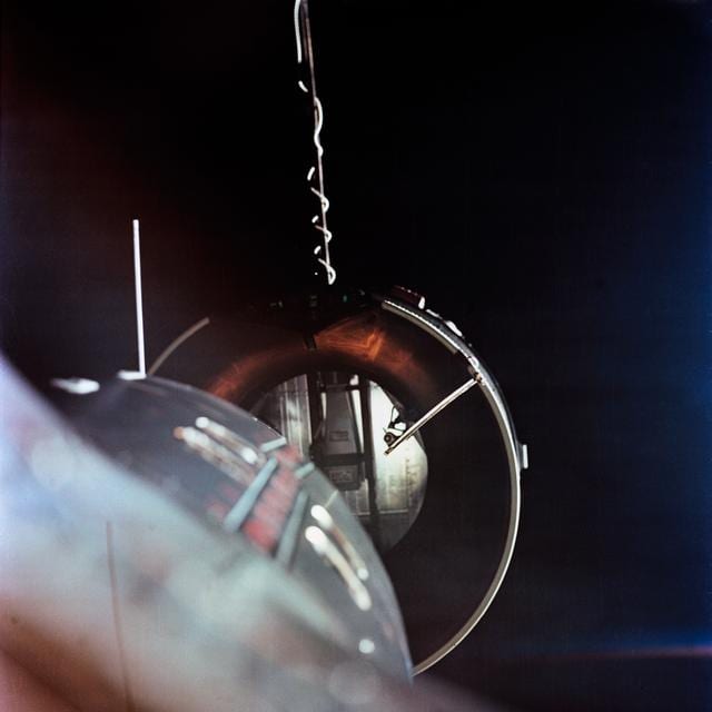 Agena Target Docking vehicle seen from Gemini 8 spacecraft