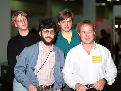 Fred Fish at an Amiga show in Cologne , (front row right). To Fred's right is Matt Dillon…